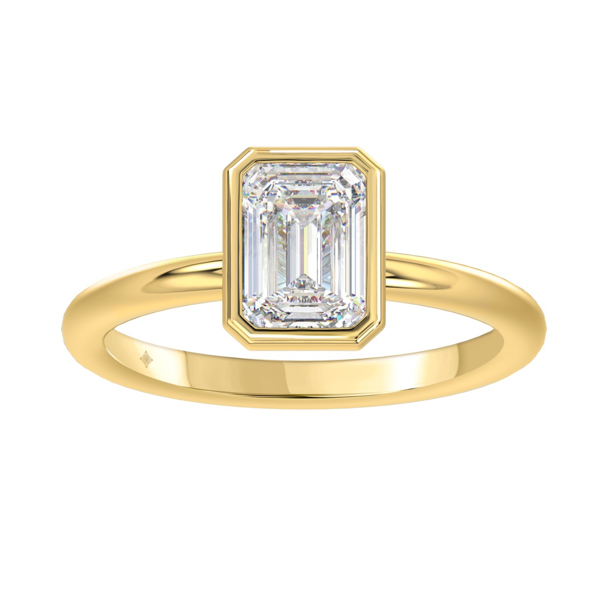 LADIES SOLITAIRE RING 2CT EMERALD DIAMOND 14K YELLOW GOLD (CENTER STONE EMERALD DIAMOND 2CT )