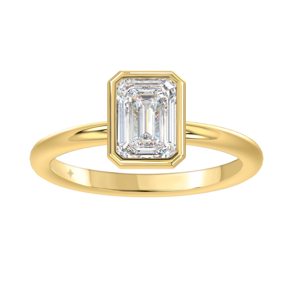 LADIES SOLITAIRE RING 2CT EMERALD DIAMOND 14K YELL...