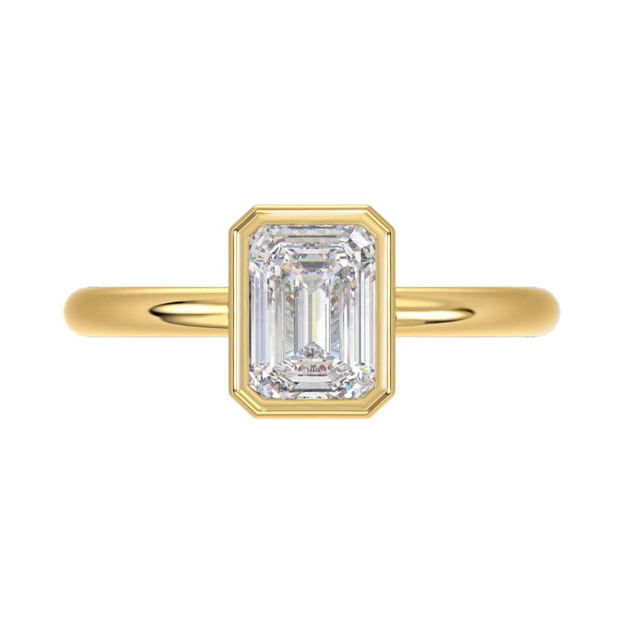 LADIES SOLITAIRE RING 2CT EMERALD DIAMOND 14K YELLOW GOLD (CENTER STONE EMERALD DIAMOND 2CT )