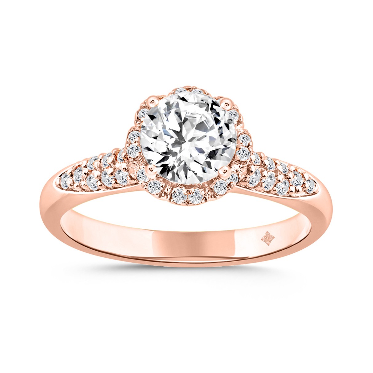 LADIES RING 1 1/4CT ROUND DIAMOND 14K ROSE GOLD...