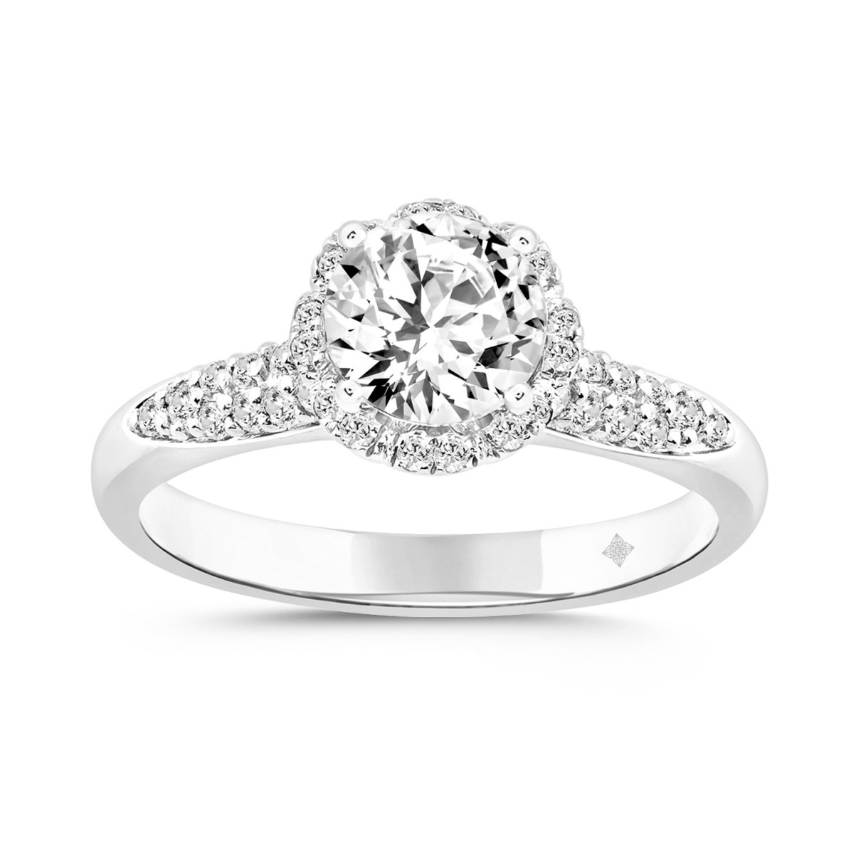 LADIES RING 1 1/4CT ROUND DIAMOND 14K WHITE GOLD