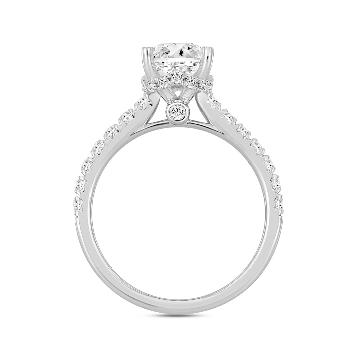 LADIES RING 2 1/2CT ROUND/EMERALD DIAMOND 14K WHITE GOLD (CENTER STONE EMERALD DIAMOND 2CT )