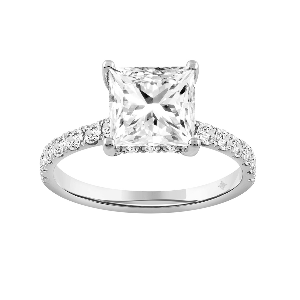 LADIES RING 2 1/2CT ROUND/PRINCESS DIAMOND 14K WHI...