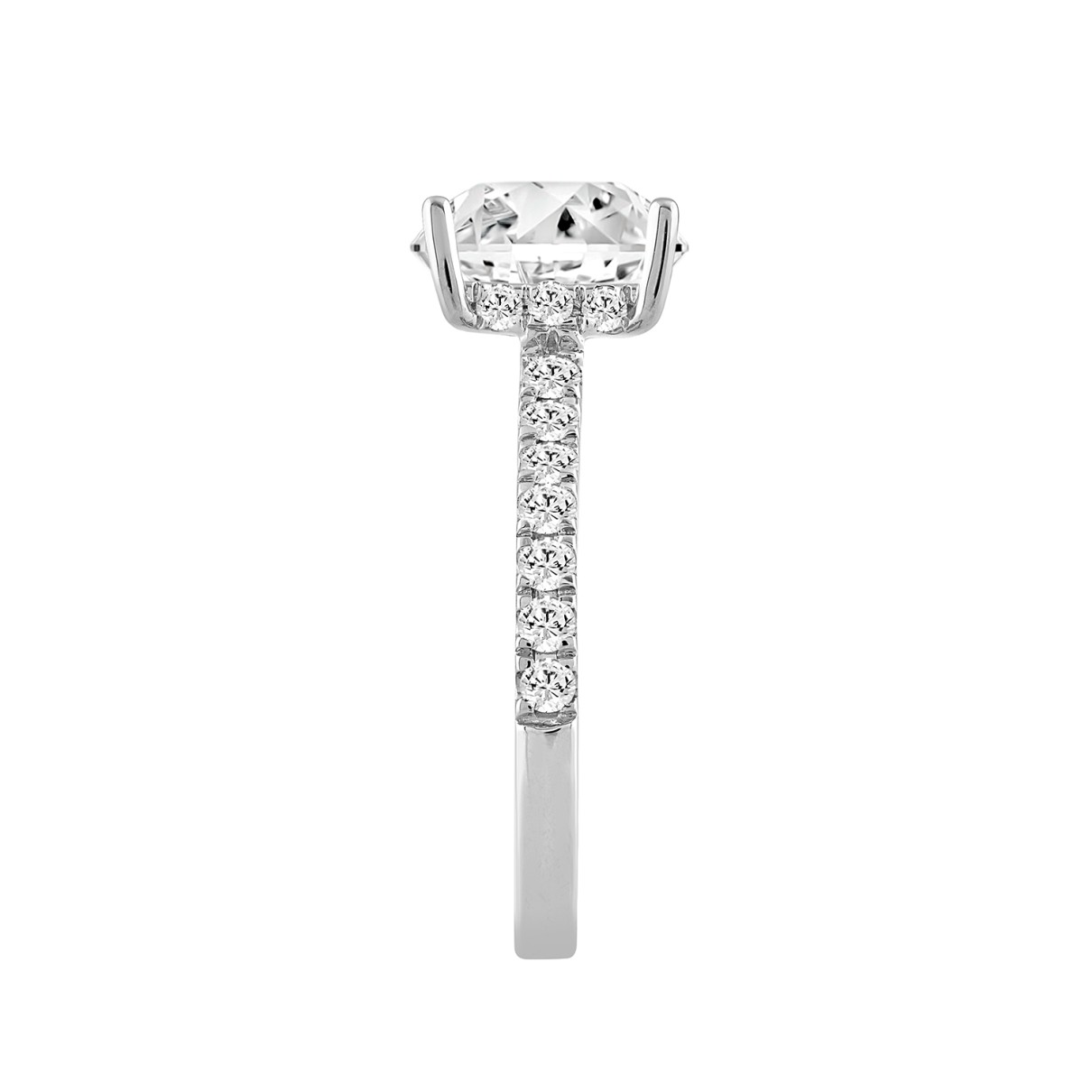 LADIES RING 2 1/2CT ROUND/PRINCESS DIAMOND 14K WHITE GOLD (CENTER STONE PRINCESS DIAMOND 2CT )