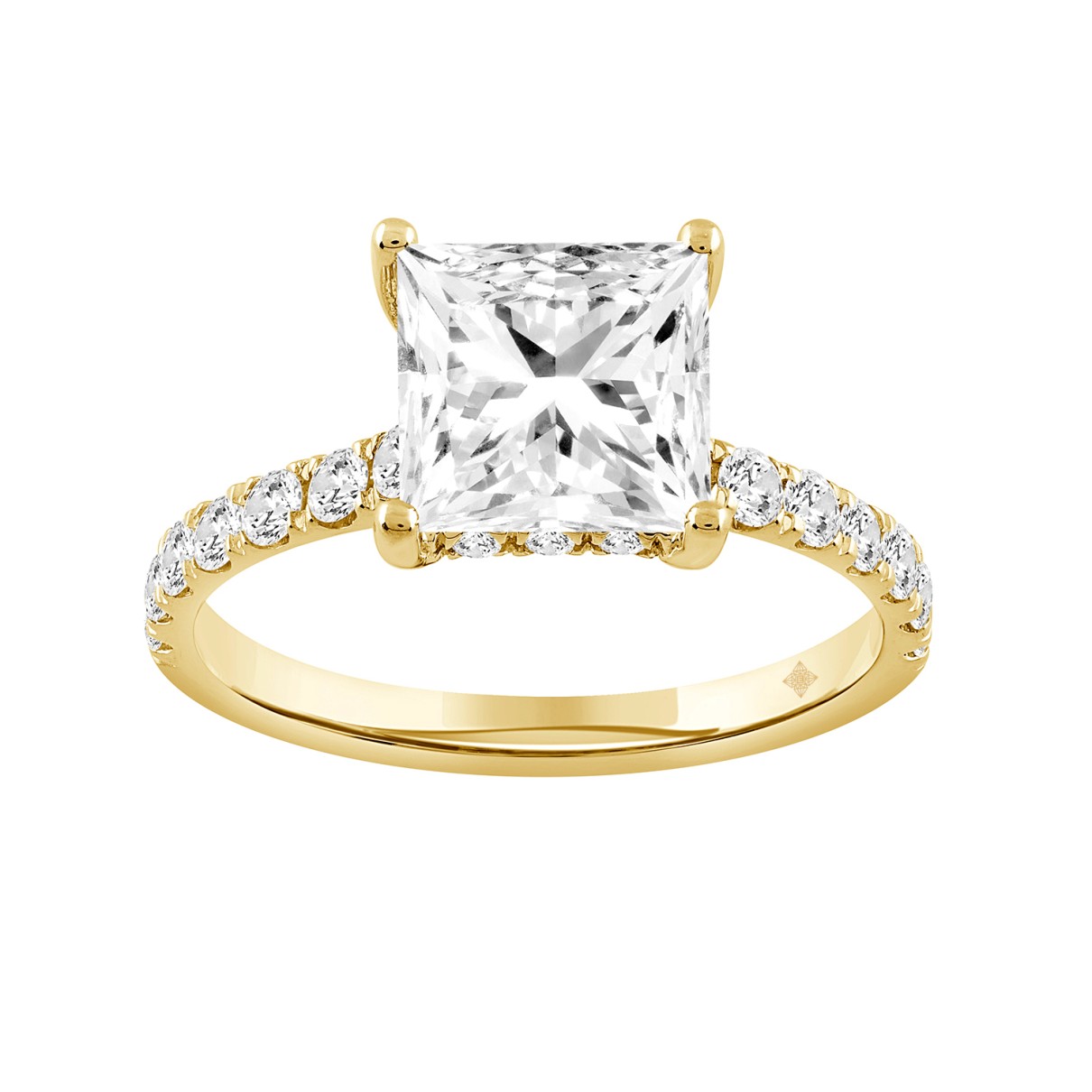 LADIES RING 2 1/2CT ROUND/PRINCESS DIAMOND 14K YELLOW GOLD (CENTER STONE PRINCESS DIAMOND 2CT )