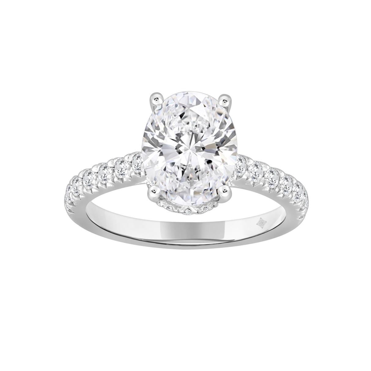 LADIES RING 2 1/2CT ROUND/OVAL DIAMOND 14K WHITE G...