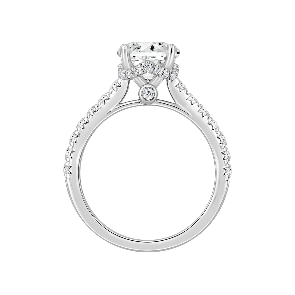 LADIES RING 2 1/2CT ROUND/OVAL DIAMOND 14K WHITE GOLD (CENTER STONE OVAL DIAMOND 2CT )