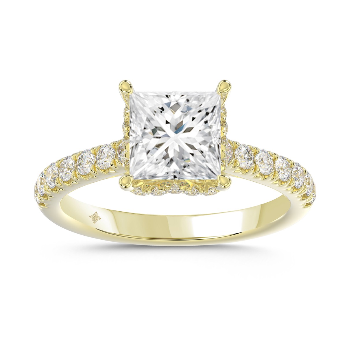 LADIES RING 2 1/2CT ROUND/PRINCESS DIAMOND 14K YEL...