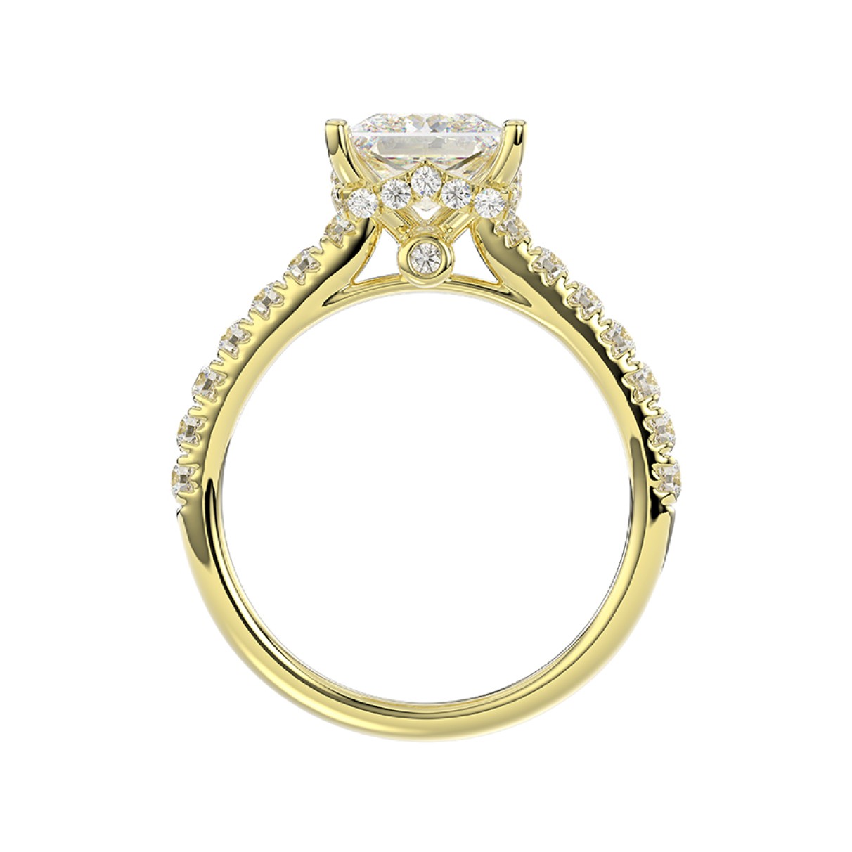 LADIES RING 2 1/2CT ROUND/PRINCESS DIAMOND 14K YELLOW GOLD (CENTER STONE PRINCESS DIAMOND 2CT )