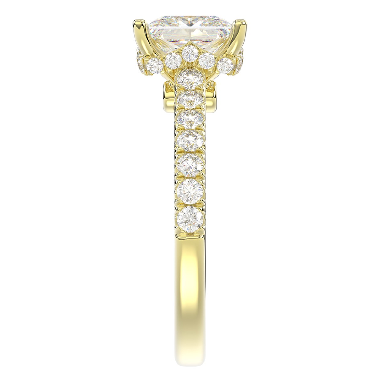 LADIES RING 2 1/2CT ROUND/PRINCESS DIAMOND 14K YELLOW GOLD (CENTER STONE PRINCESS DIAMOND 2CT )