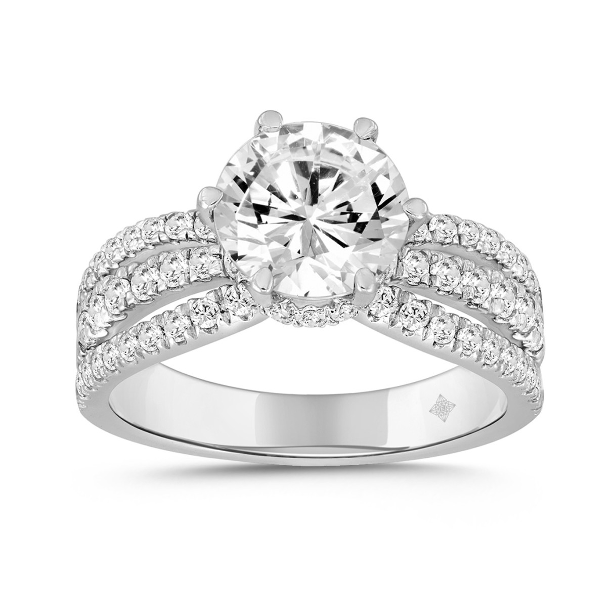 LADIES RING 2 3/4 CT ROUND DIAMOND 14K WHITE GOLD (CENTER STONE ROUND DIAMOND 2CT )