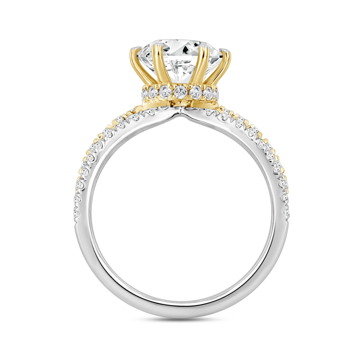 LADIES RING 2 3/4 CT ROUND DIAMOND 14K WHITE/YELLOW GOLD (CENTER STONE ROUND DIAMOND 2CT )