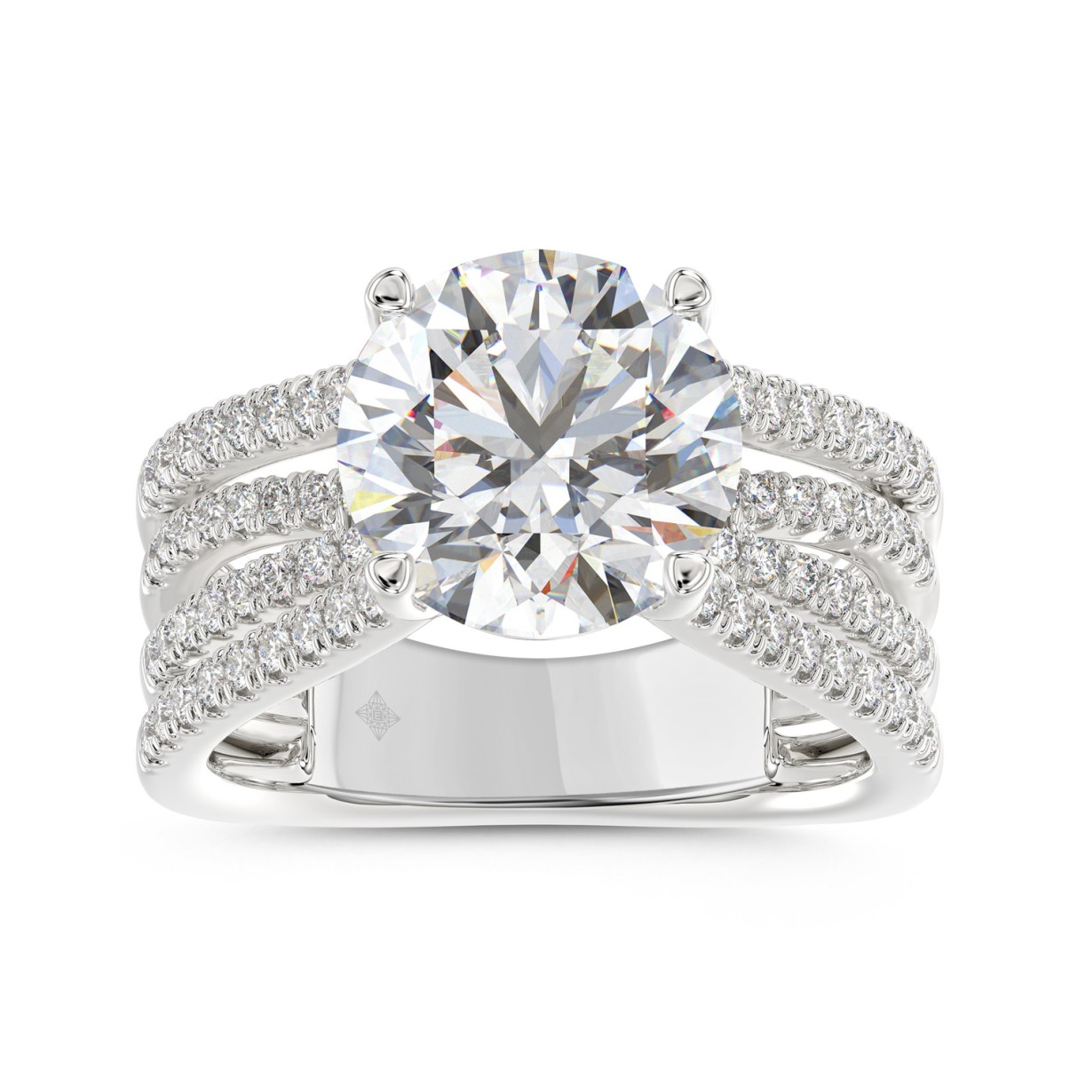 14K WHITE GOLD 3 1/2CT ROUND DIAMOND LADIES RING (...
