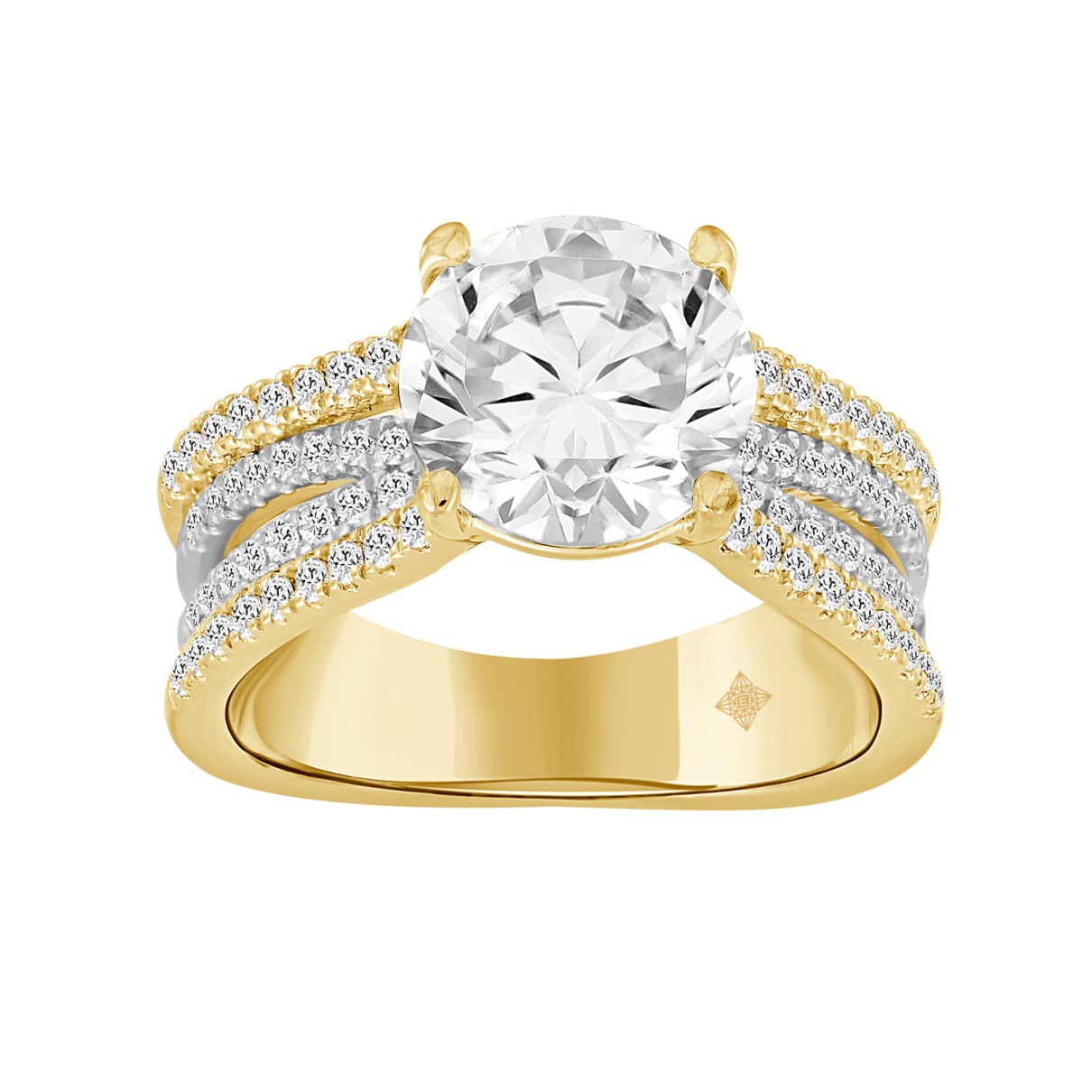 LADIES RING 3 5/8CT ROUND DIAMOND 14K WHITE/YELLOW GOLD (CENTER STONE ROUND DIAMOND 3CT )