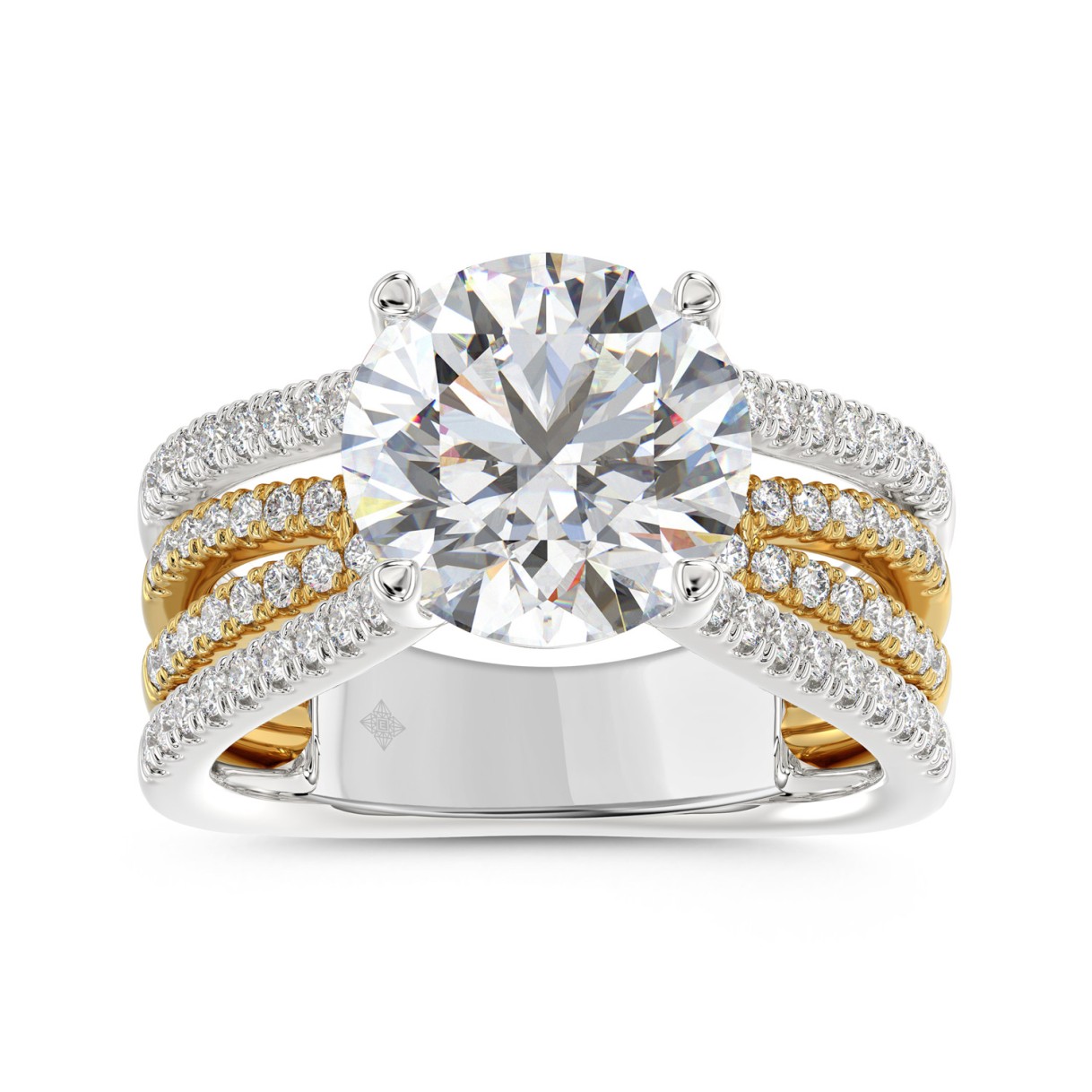 LADIES RING 3 5/8CT ROUND DIAMOND 14K WHITE/YELLOW...