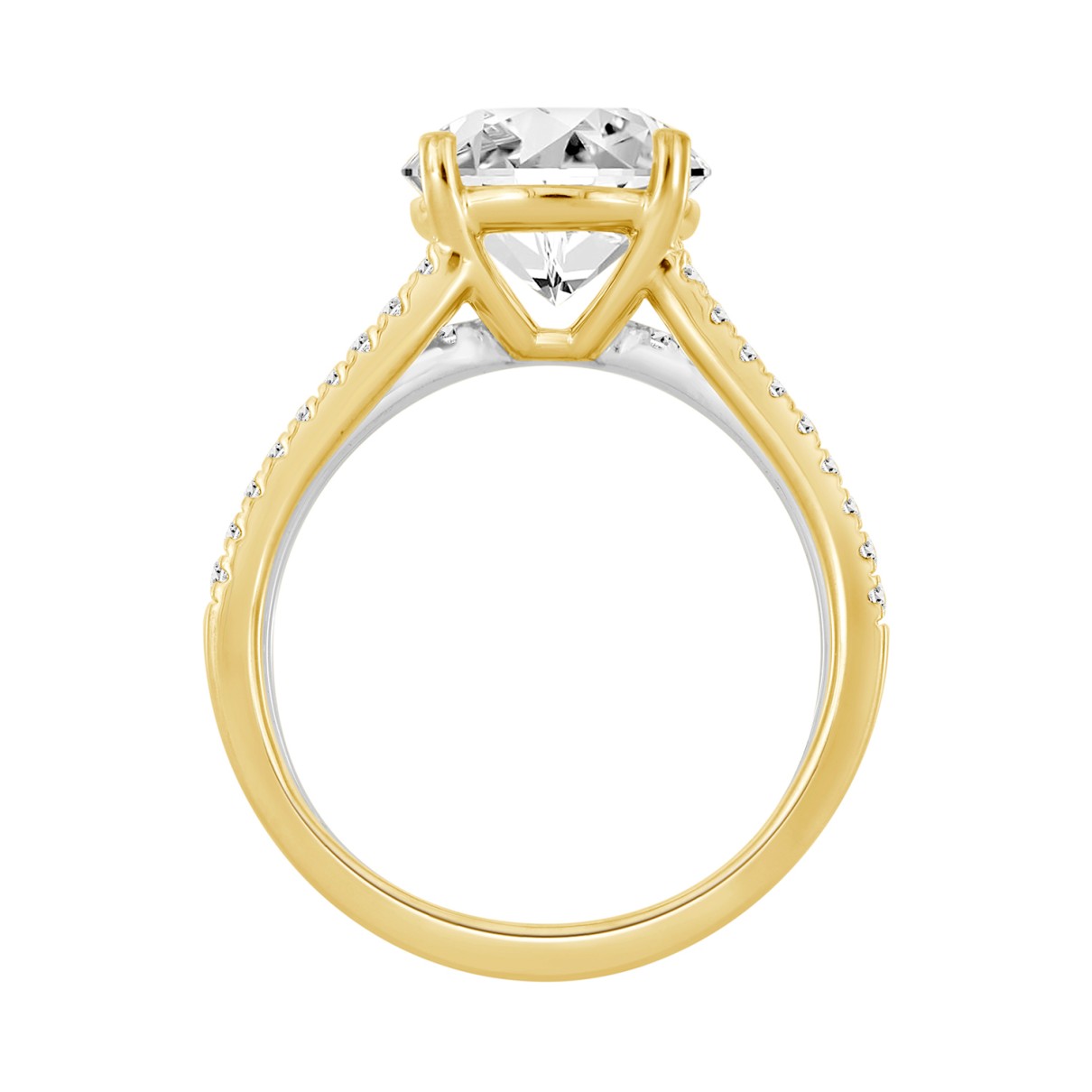 LADIES RING 3 5/8CT ROUND DIAMOND 14K WHITE/YELLOW GOLD (CENTER STONE ROUND DIAMOND 3CT )