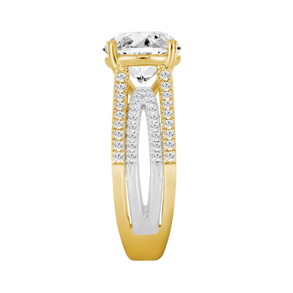 LADIES RING 3 5/8CT ROUND DIAMOND 14K WHITE/YELLOW GOLD (CENTER STONE ROUND DIAMOND 3CT )