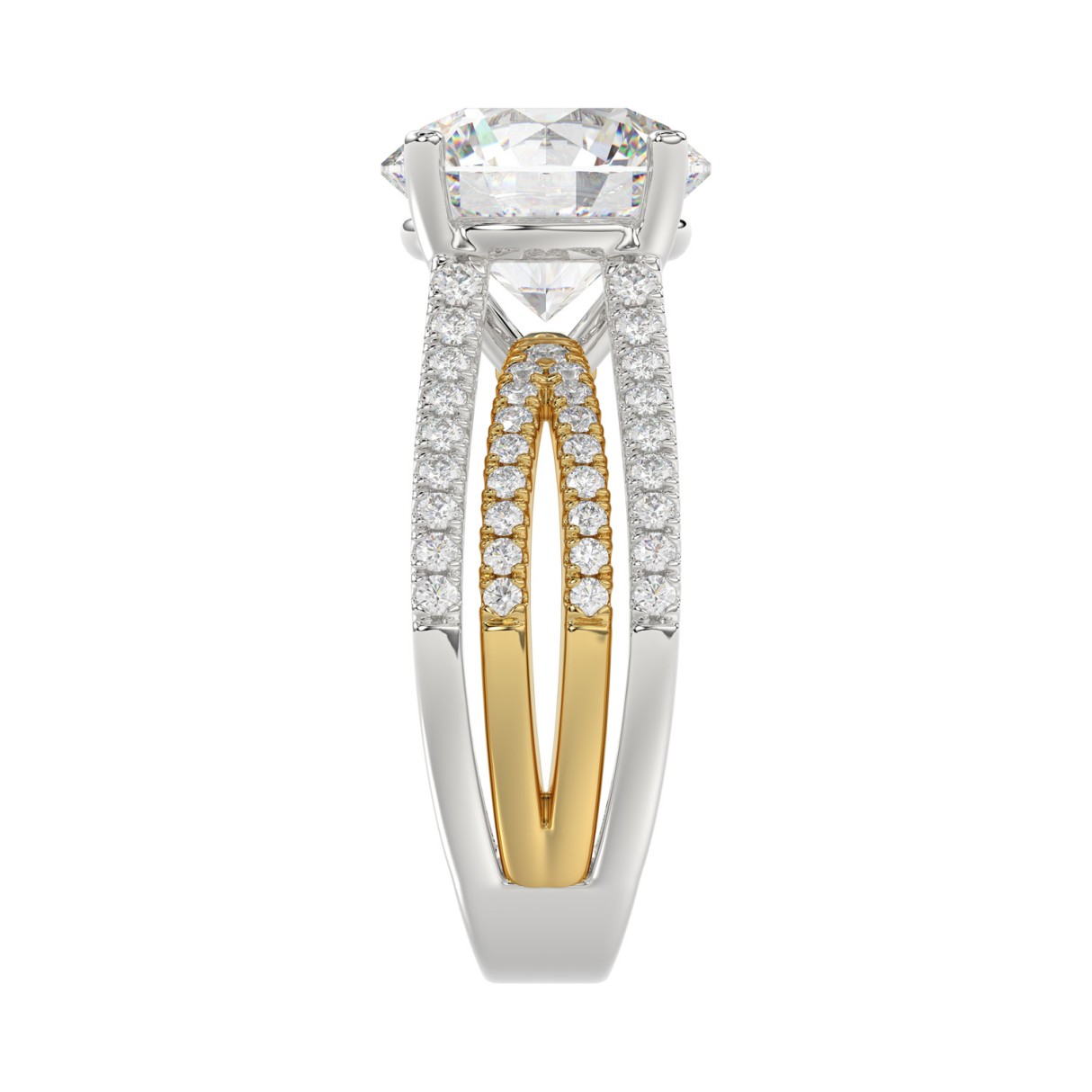LADIES RING 3 5/8CT ROUND DIAMOND 14K WHITE/YELLOW GOLD (CENTER STONE ROUND DIAMOND 3CT )