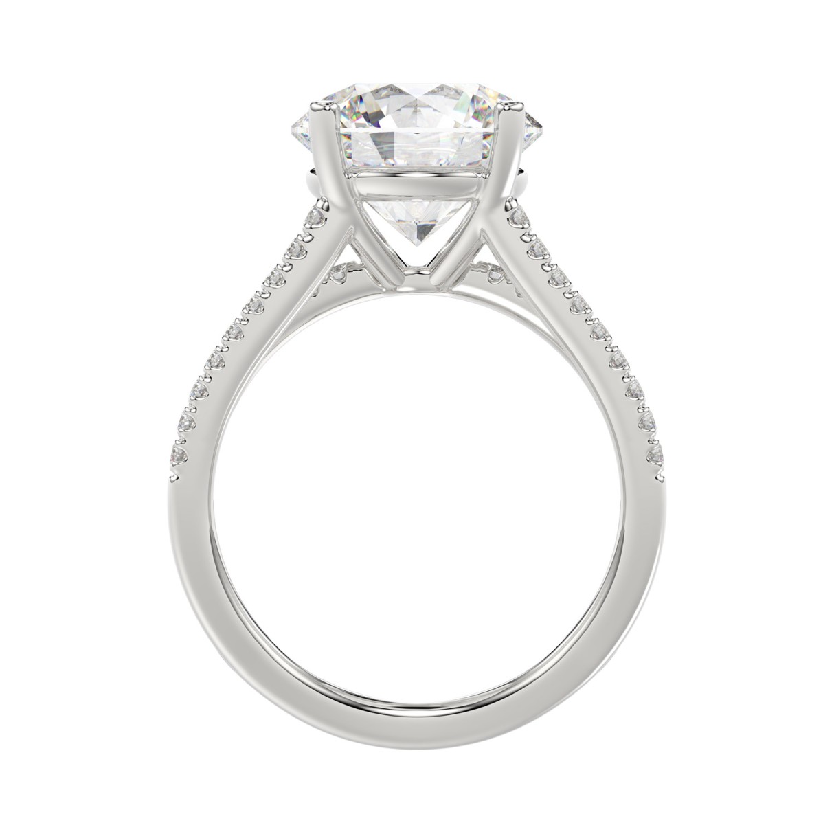 14K WHITE GOLD 3 1/2CT ROUND DIAMOND LADIES RING (CENTER STONE ROUND DIAMOND 3CT)