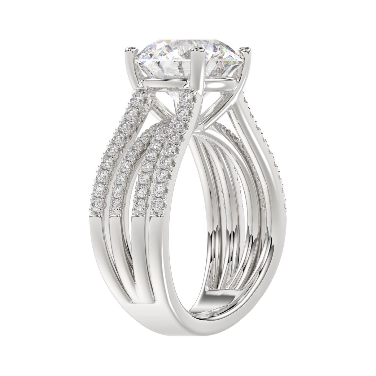 14K WHITE GOLD 3 1/2CT ROUND DIAMOND LADIES RING (CENTER STONE ROUND DIAMOND 3CT)