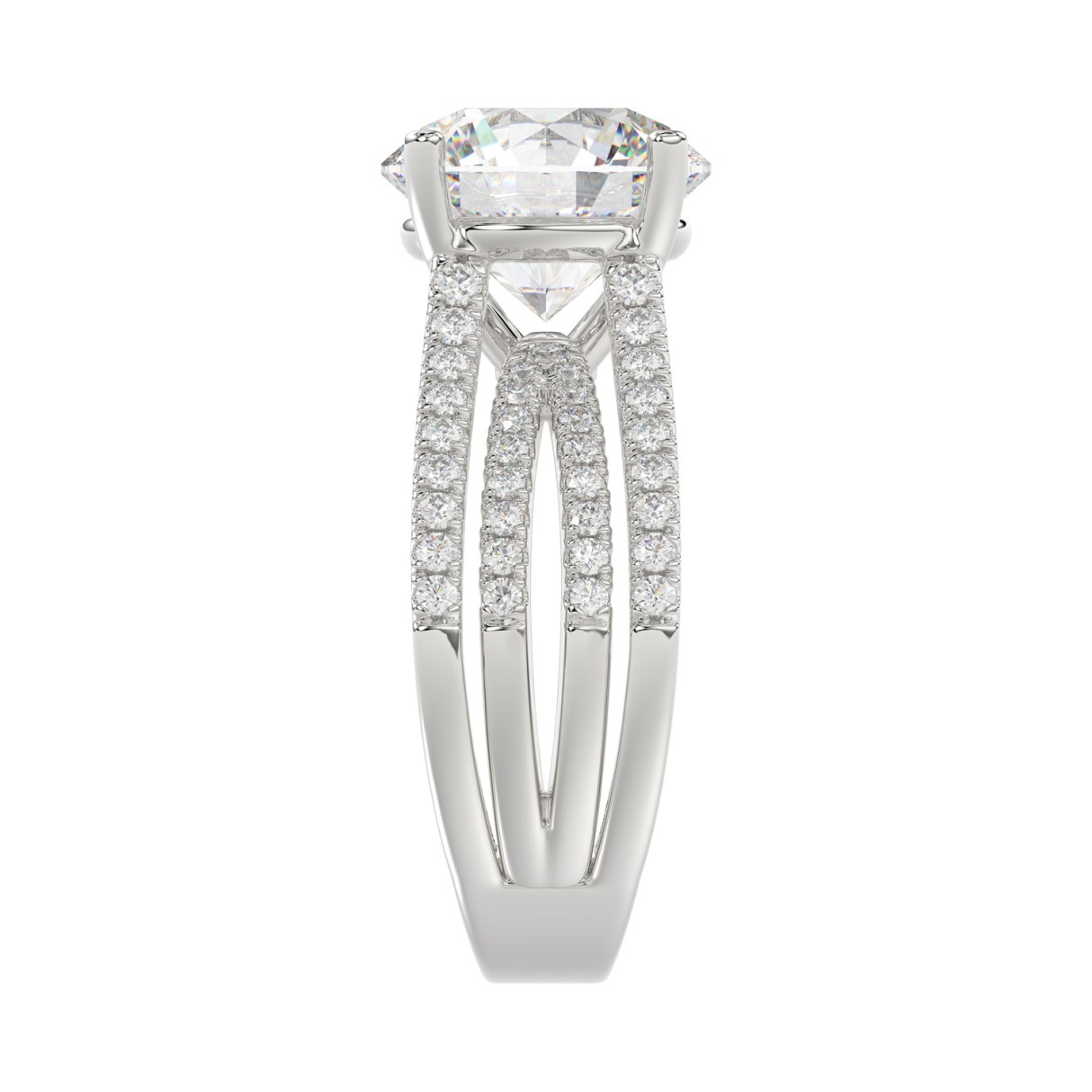 14K WHITE GOLD 3 1/2CT ROUND DIAMOND LADIES RING (CENTER STONE ROUND DIAMOND 3CT)