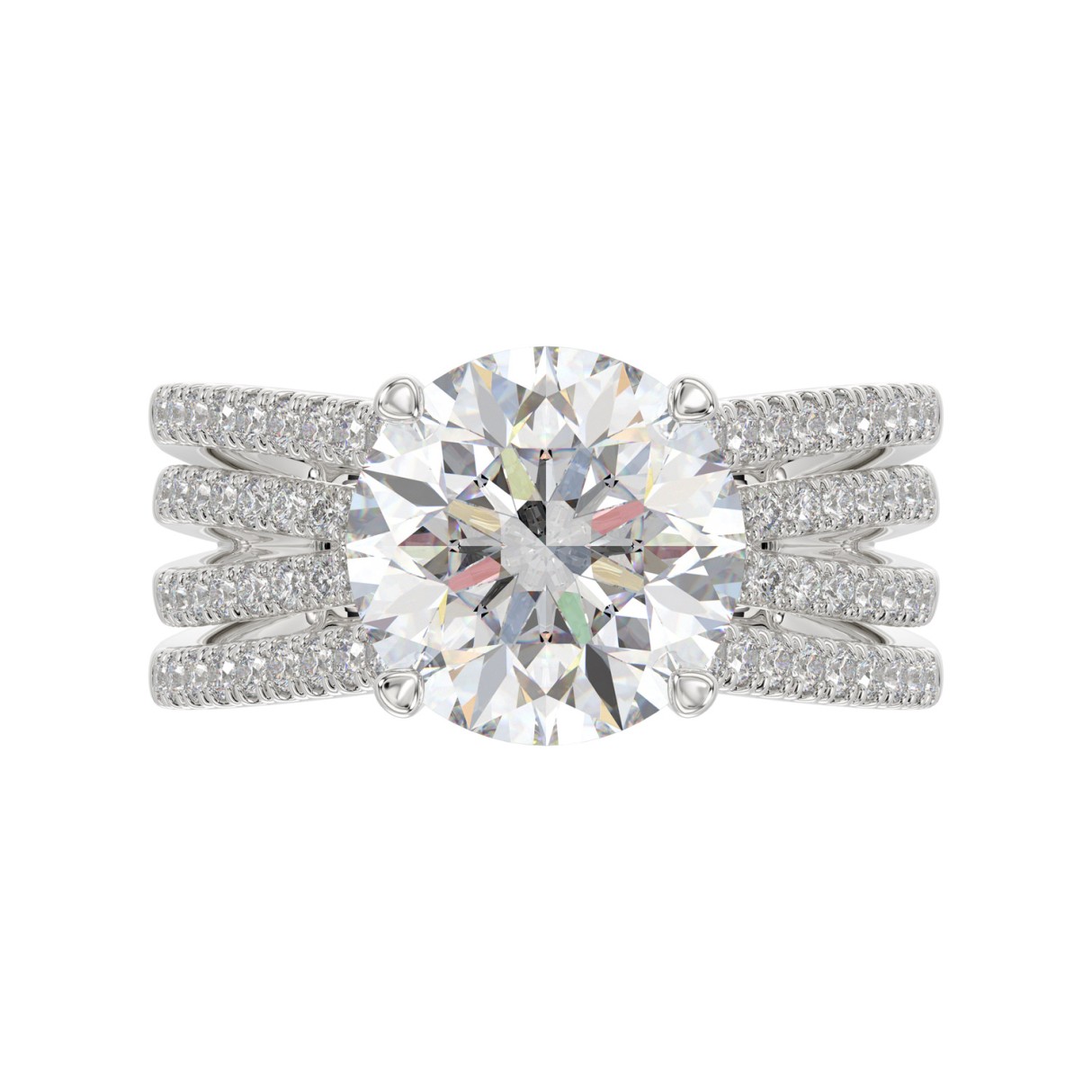 14K WHITE GOLD 3 1/2CT ROUND DIAMOND LADIES RING (CENTER STONE ROUND DIAMOND 3CT)