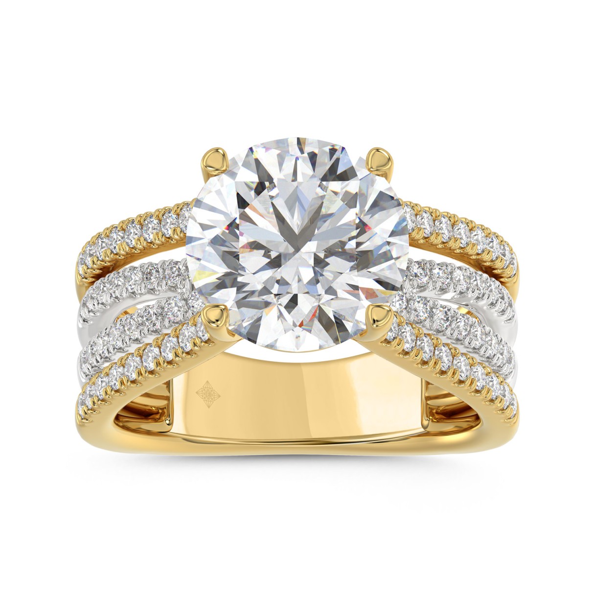 14K YELLOW/WHITE GOLD 3 1/2CT ROUND DIAMOND LADIES RING (CENTER STONE ROUND DIAMOND 3.00CT)