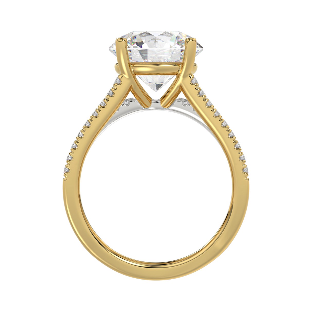 14K YELLOW/WHITE GOLD 3 1/2CT ROUND DIAMOND LADIES RING (CENTER STONE ROUND DIAMOND 3.00CT)