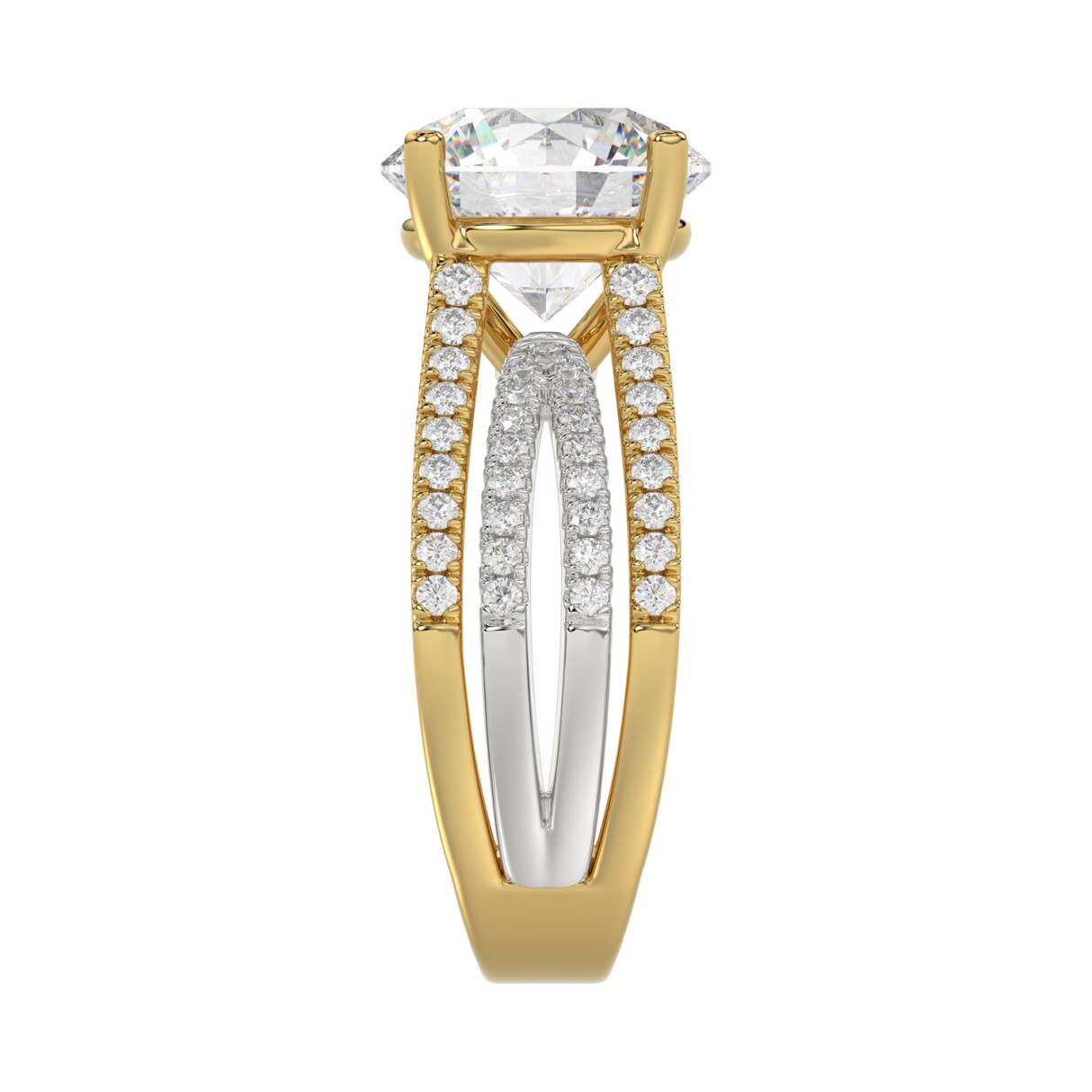14K YELLOW/WHITE GOLD 3 1/2CT ROUND DIAMOND LADIES RING (CENTER STONE ROUND DIAMOND 3.00CT)