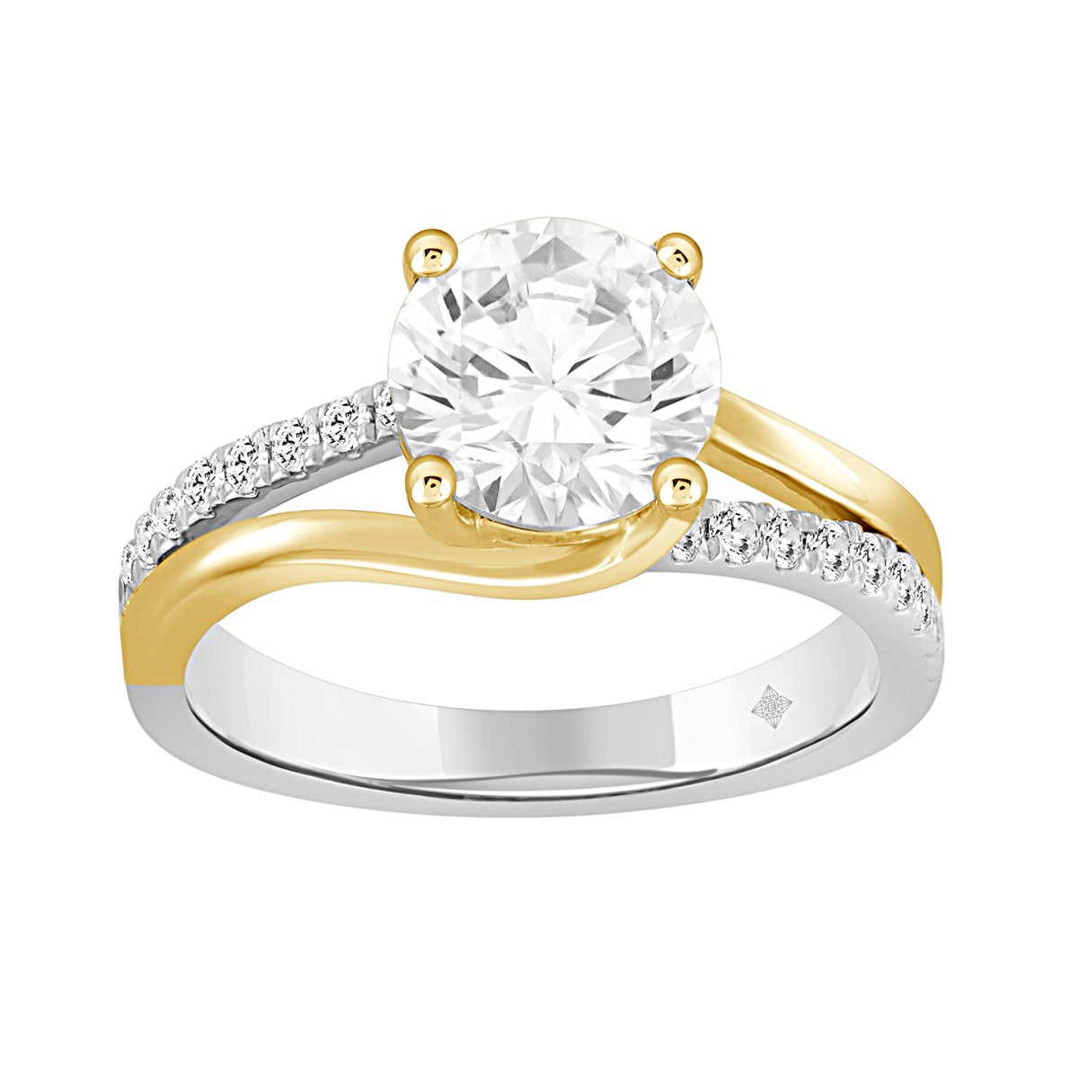 LADIES RING 2 1/4CT ROUND DIAMOND 14K WHITE/YELLOW GOLD (CENTER STONE ROUND DIAMOND 2CT )