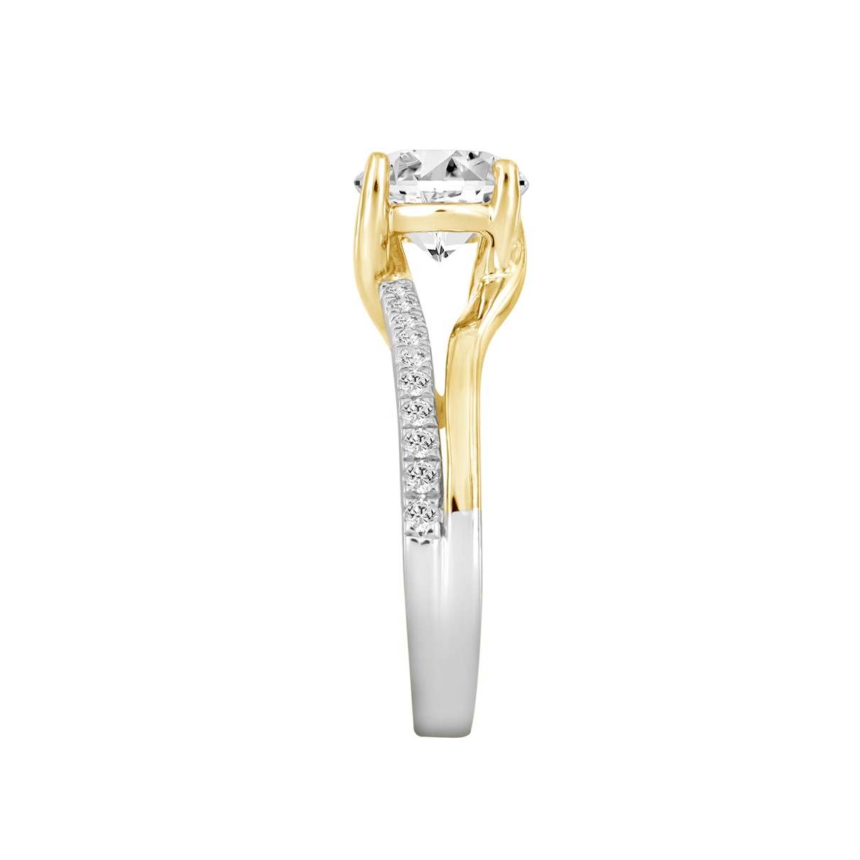 LADIES RING 2 1/4CT ROUND DIAMOND 14K WHITE/YELLOW GOLD (CENTER STONE ROUND DIAMOND 2CT )