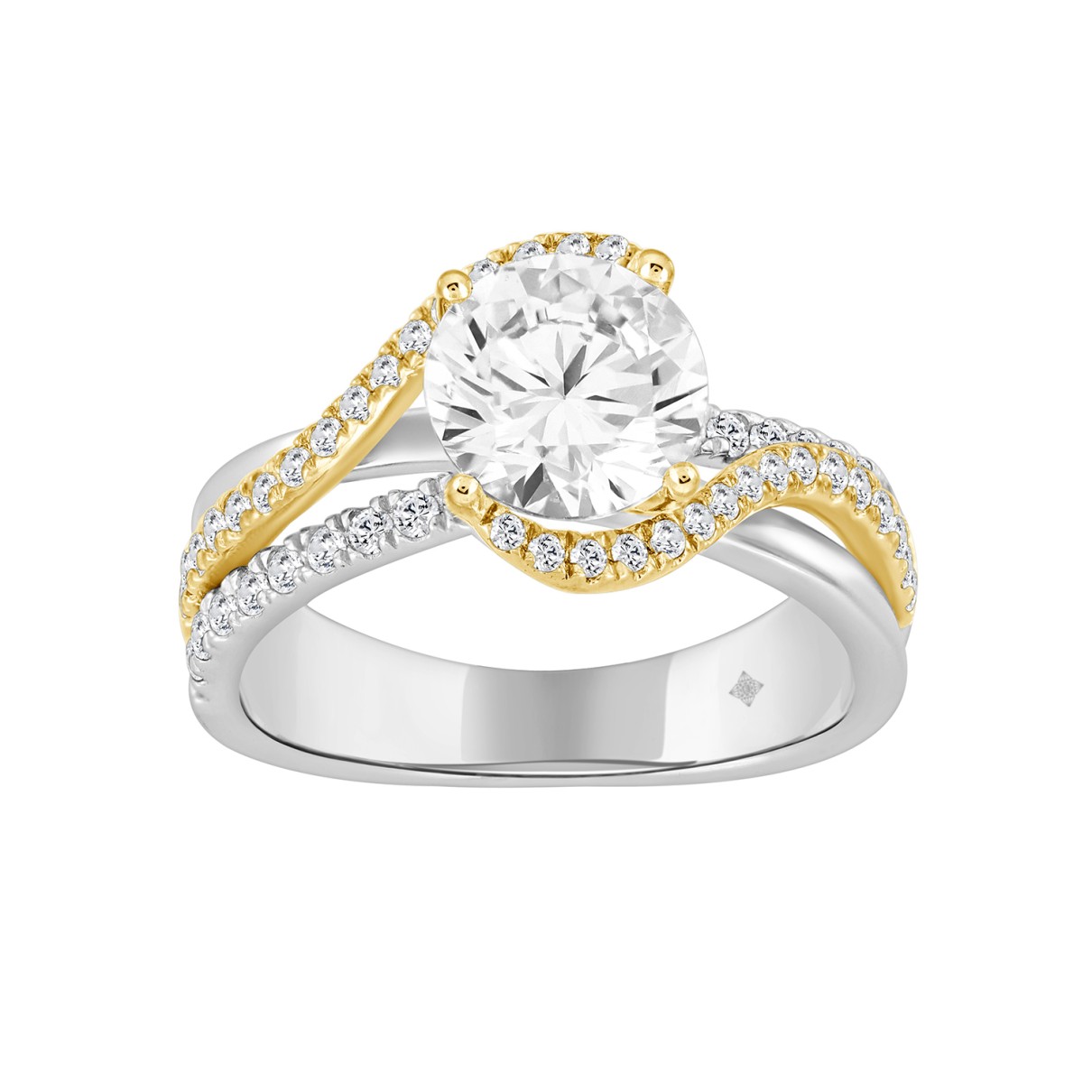 LADIES RING 2 1/2CT ROUND DIAMOND 14K WHITE/YELLOW...