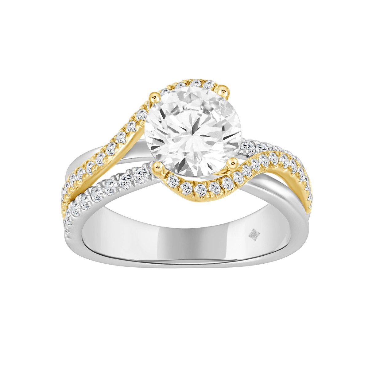 LADIES RING 2 1/2CT ROUND DIAMOND 14K WHITE/YELLOW GOLD (CENTER STONE ROUND DIAMOND 2CT )