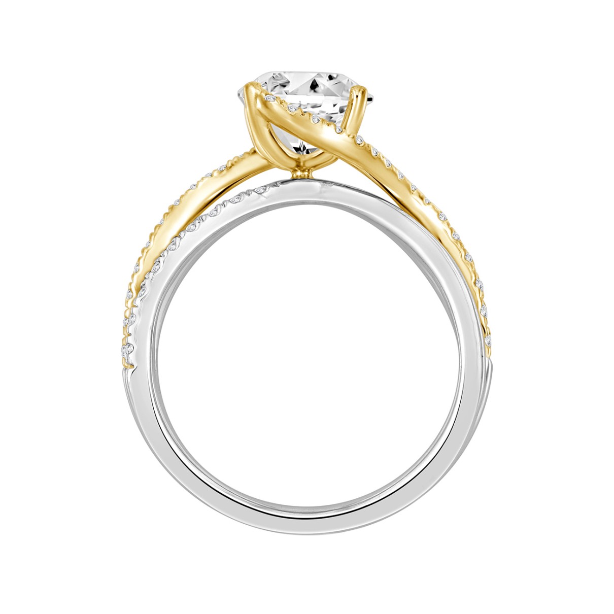 LADIES RING 2 1/2CT ROUND DIAMOND 14K WHITE/YELLOW GOLD (CENTER STONE ROUND DIAMOND 2CT )