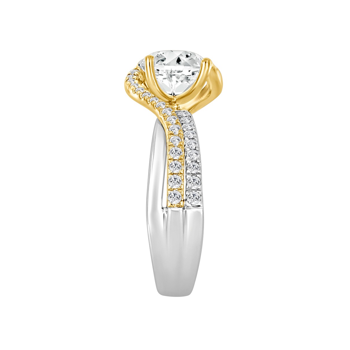 LADIES RING 2 1/2CT ROUND DIAMOND 14K WHITE/YELLOW GOLD (CENTER STONE ROUND DIAMOND 2CT )