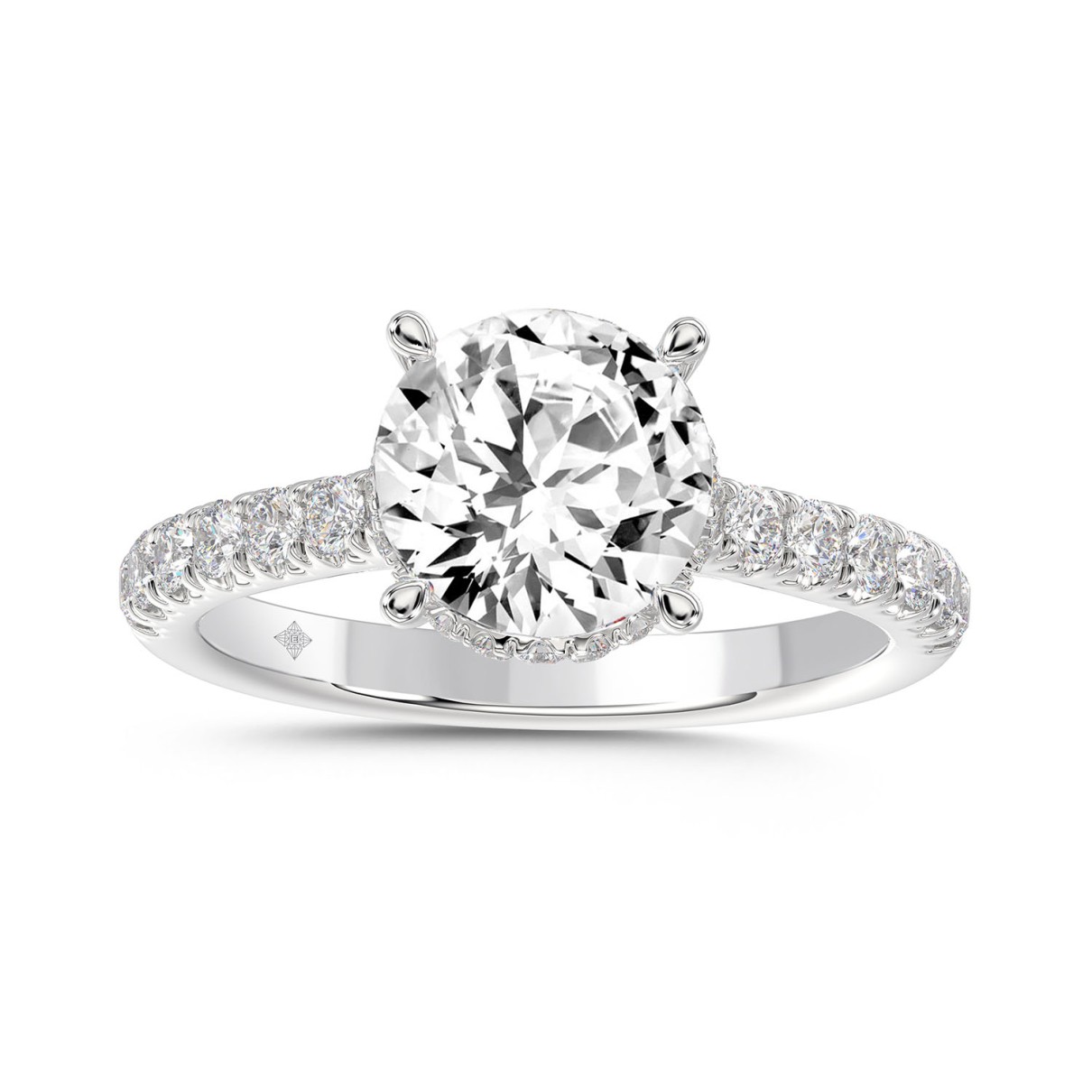 LADIES RING 2 1/2CT ROUND DIAMOND 14K WHITE GOLD (...