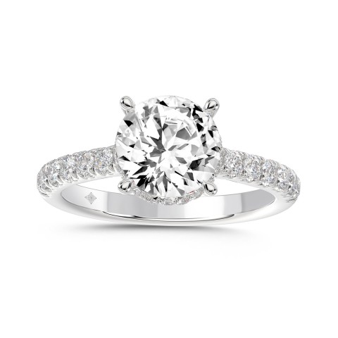 LADIES RING 2 1/2CT ROUND DIAMOND 14K WHITE GOLD (CENTER STONE ROUND DIAMOND 2CT )