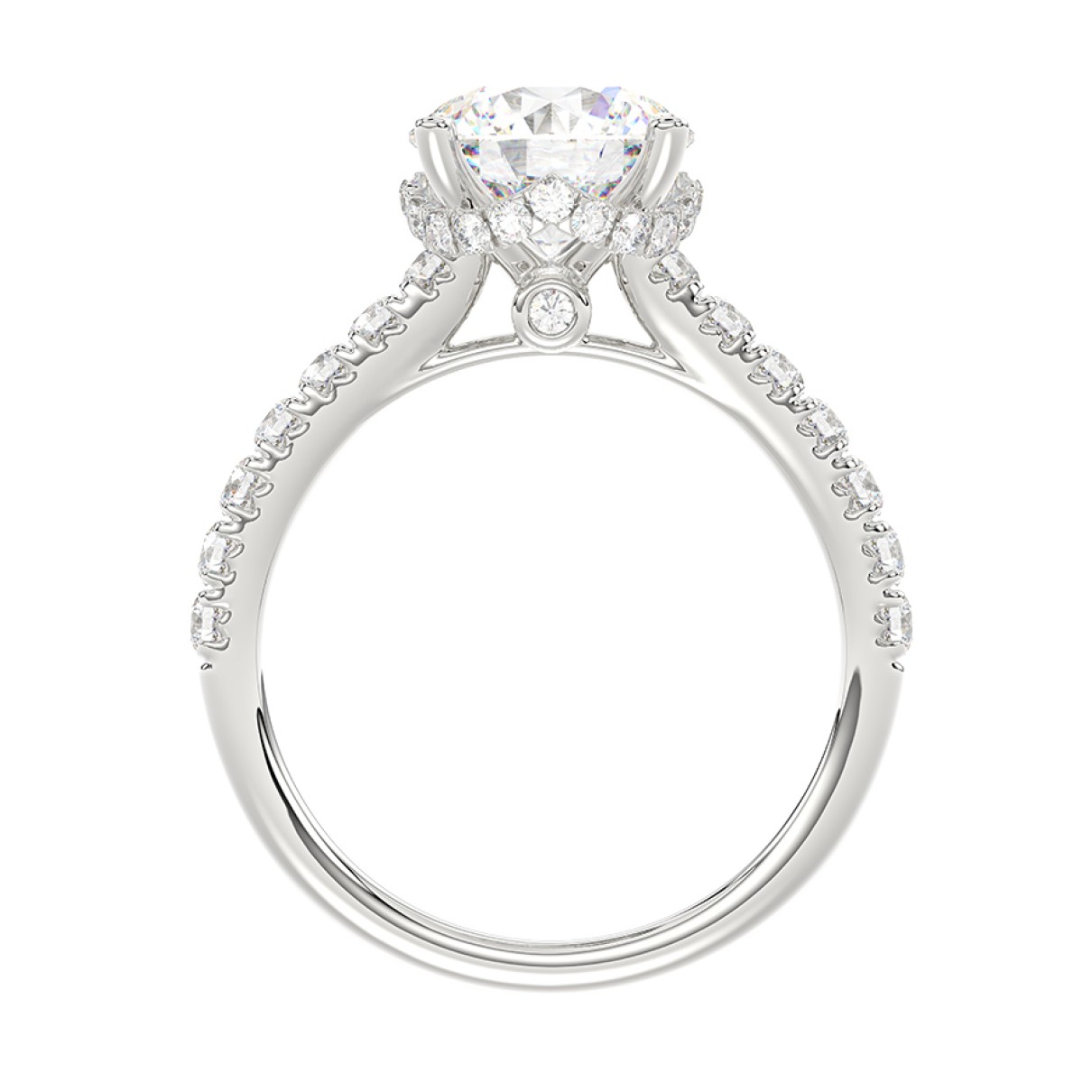 LADIES RING 2 1/2CT ROUND DIAMOND 14K WHITE GOLD (CENTER STONE ROUND DIAMOND 2CT )