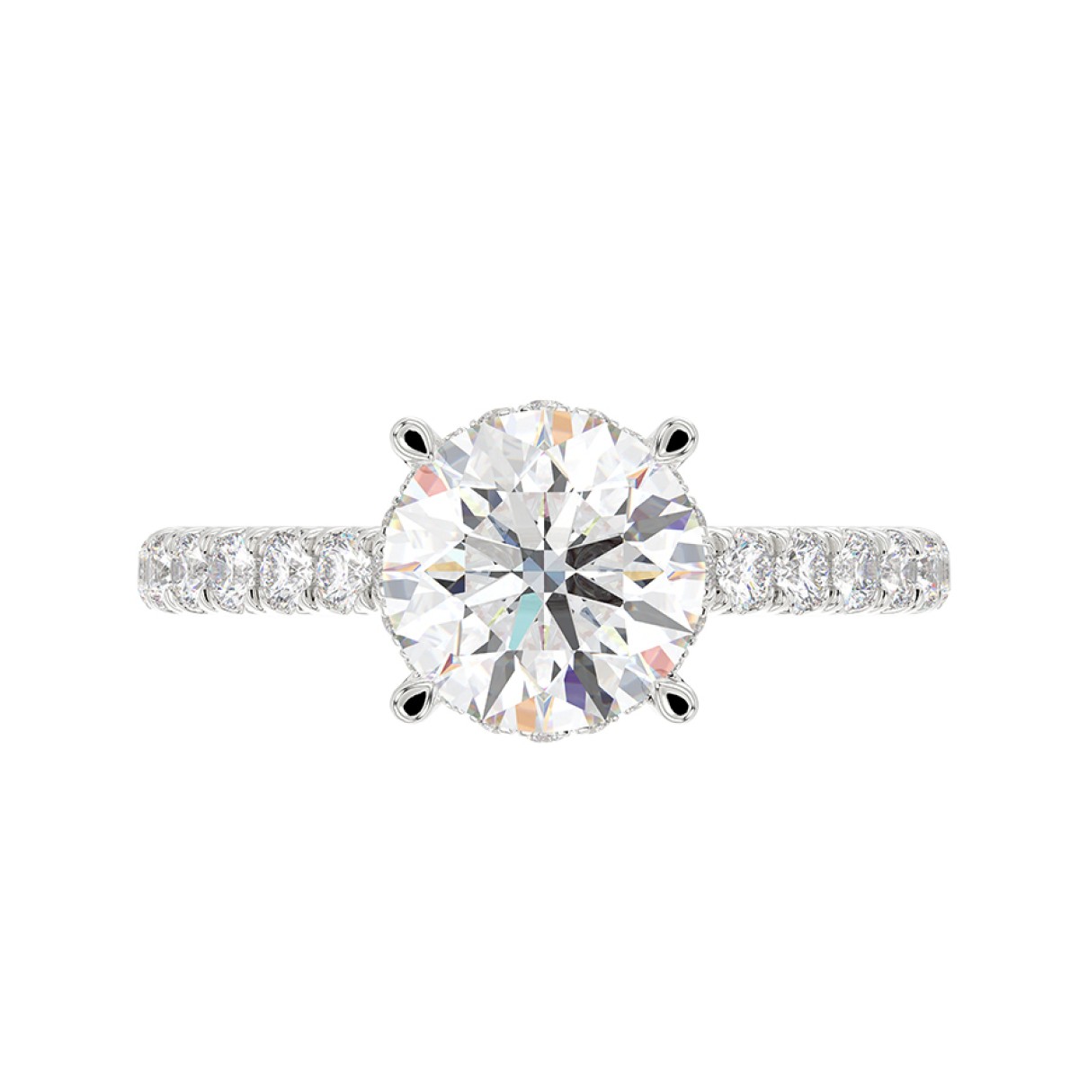 LADIES RING 2 1/2CT ROUND DIAMOND 14K WHITE GOLD (CENTER STONE ROUND DIAMOND 2CT )