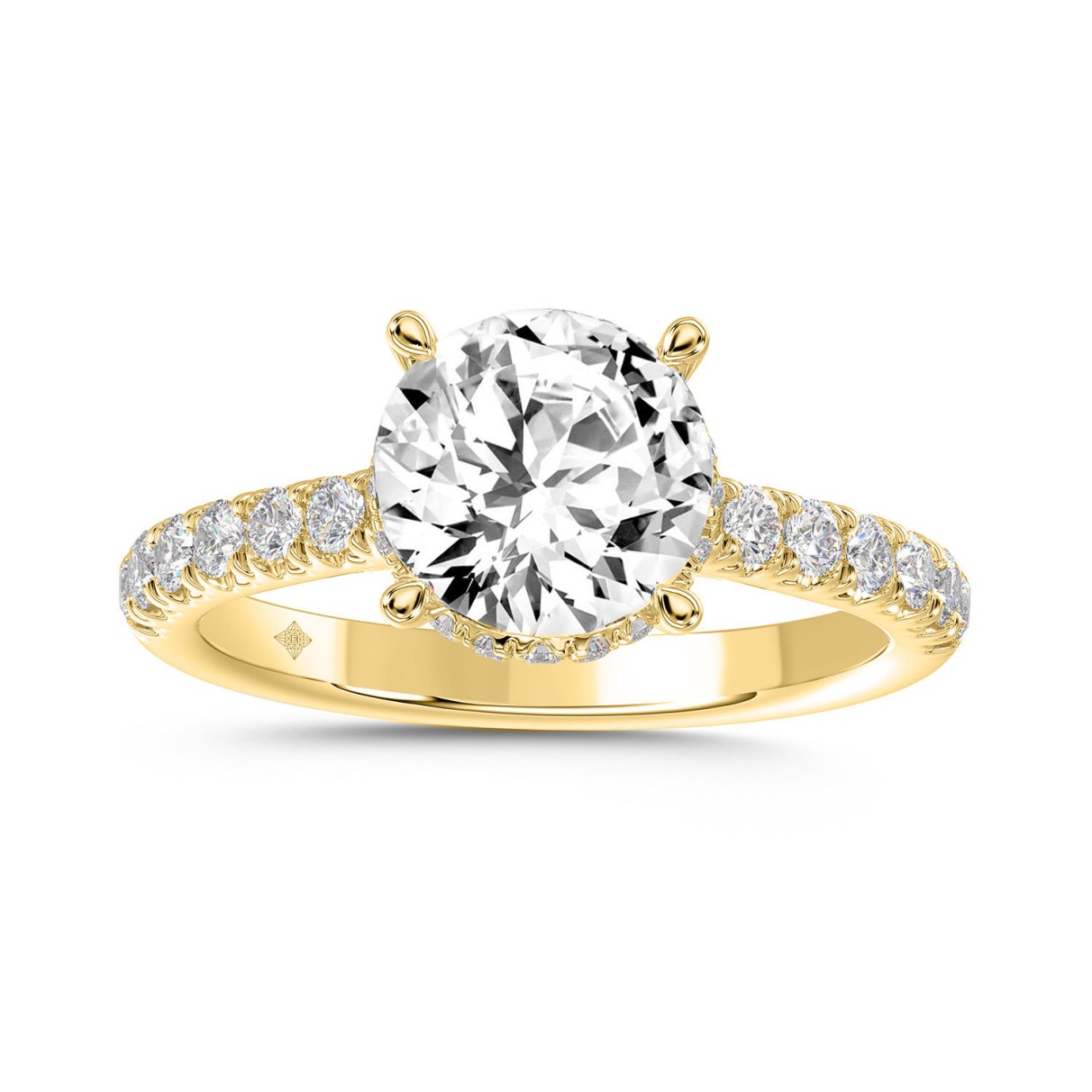 LADIES RING 2 1/2CT ROUND DIAMOND 14K YELLOW GOLD (CENTER STONE ROUND DIAMOND 2CT )