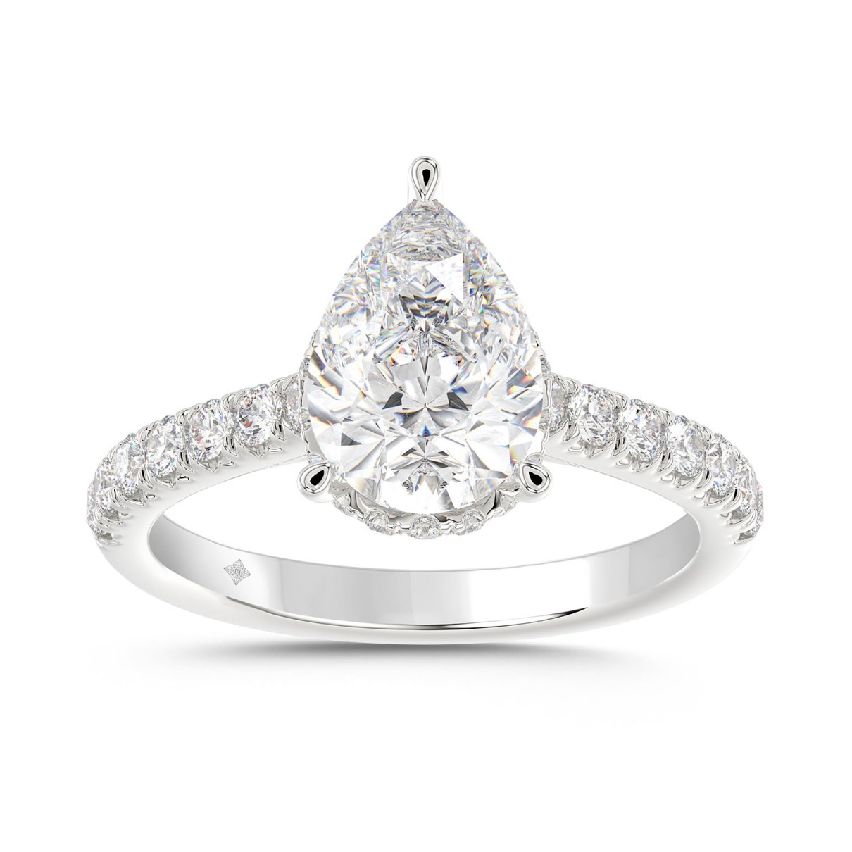 LADIES RING 2 1/2CT ROUND/PEAR/DIAMOND 14K WHITE G...