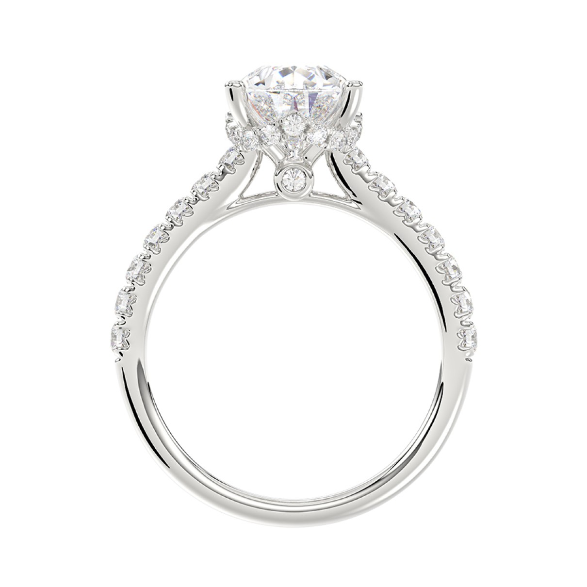 LADIES RING 2 1/2CT ROUND/PEAR/DIAMOND 14K WHITE GOLD