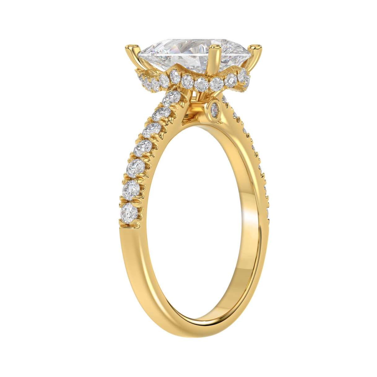 14K YELLOW GOLD 2 3/4CT ROUND/PEAR DIAMOND LADIES BRIDAL SET 