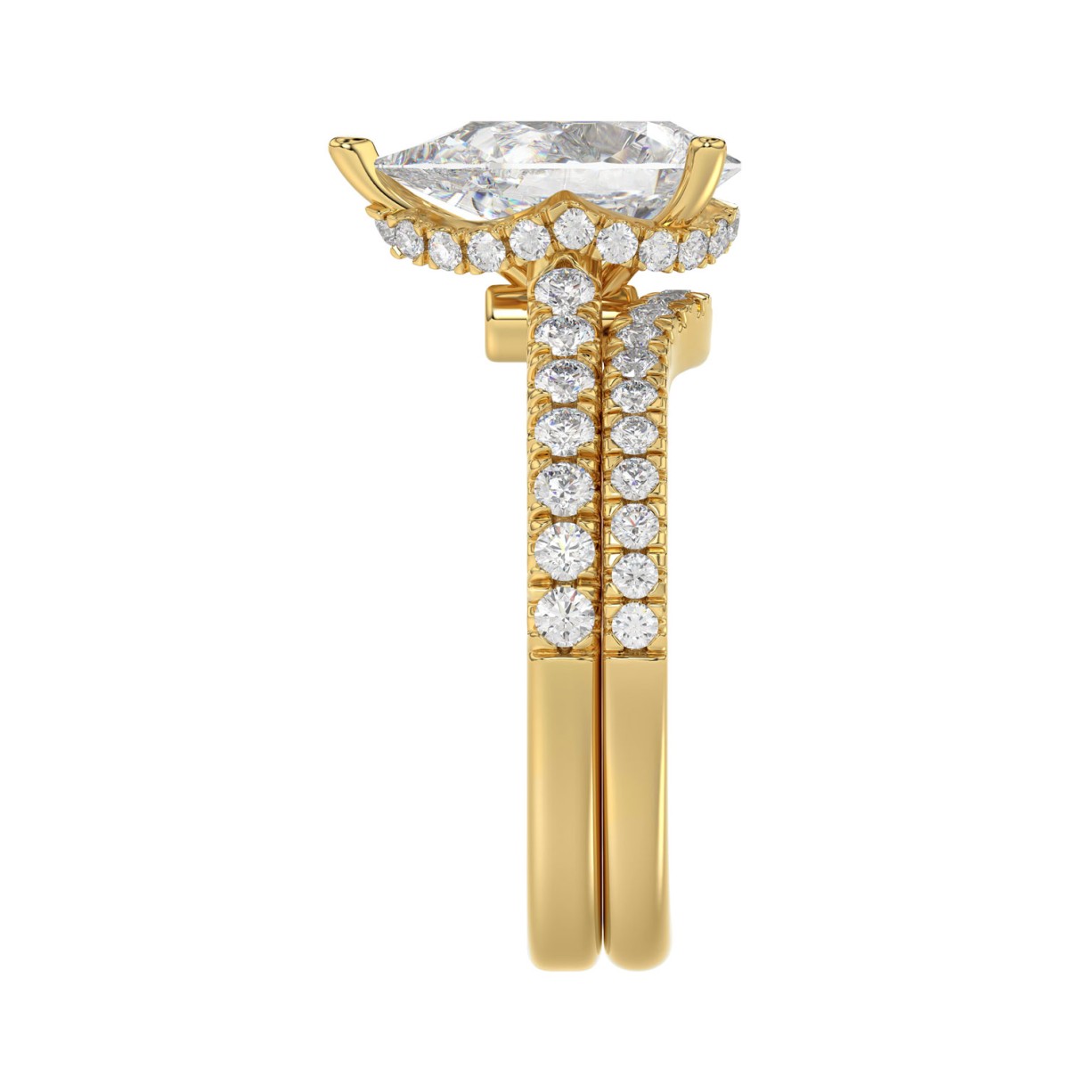 14K YELLOW GOLD 2 3/4CT ROUND/PEAR DIAMOND LADIES BRIDAL SET 