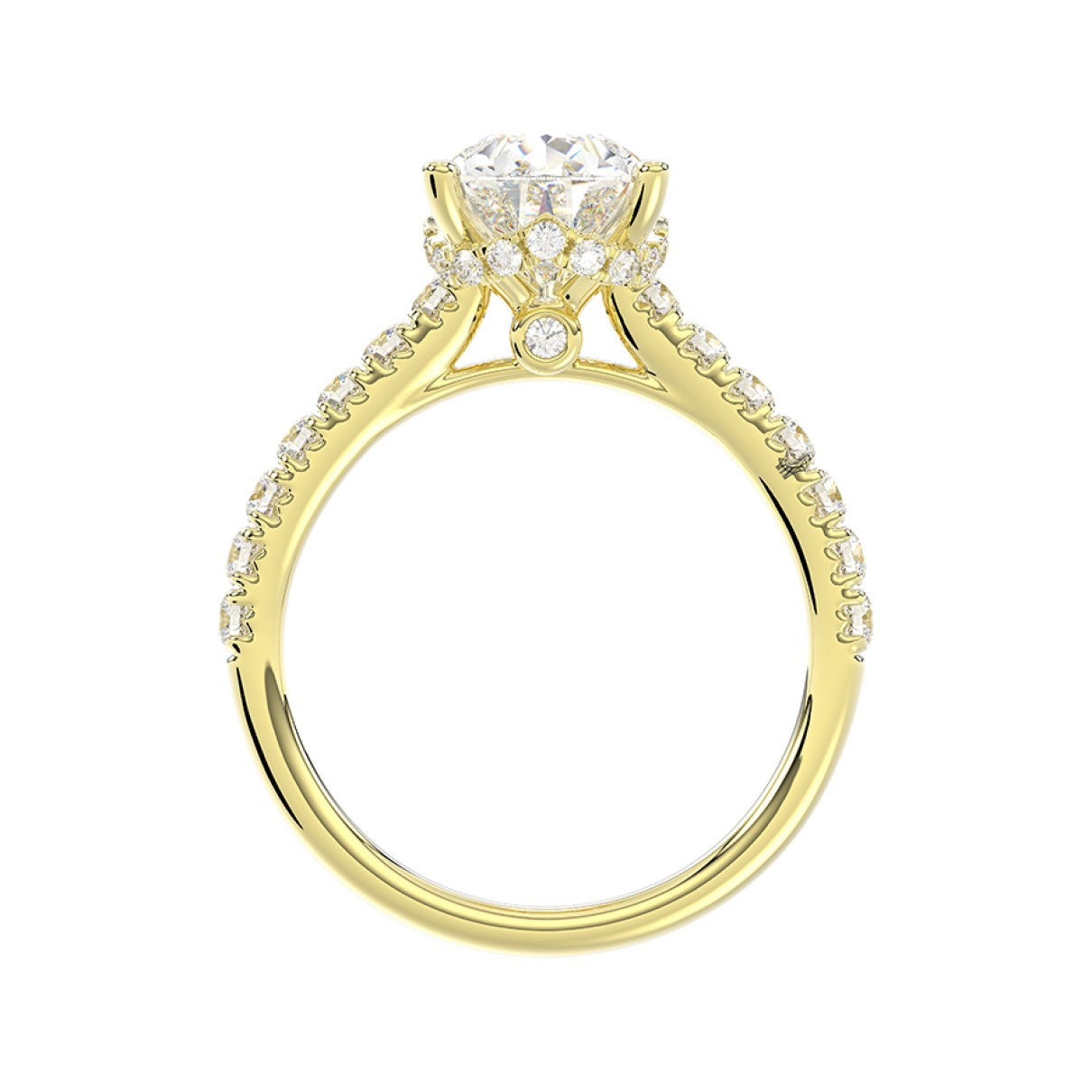 LADIES RING 2 1/2CT ROUND/PEAR/DIAMOND 14K YELLOW GOLD