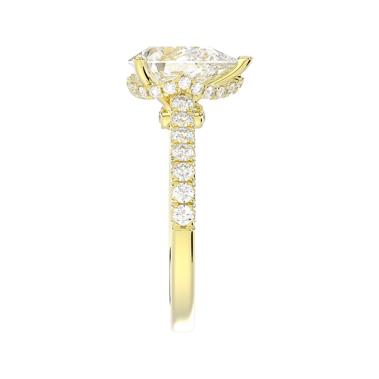 LADIES RING 2 1/2CT ROUND/PEAR/DIAMOND 14K YELLOW GOLD