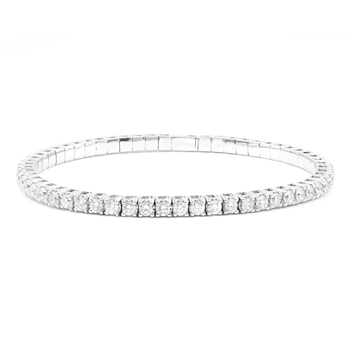 LADIES BANGLE 5CT ROUND DIAMOND 14K WHITE GOLD...