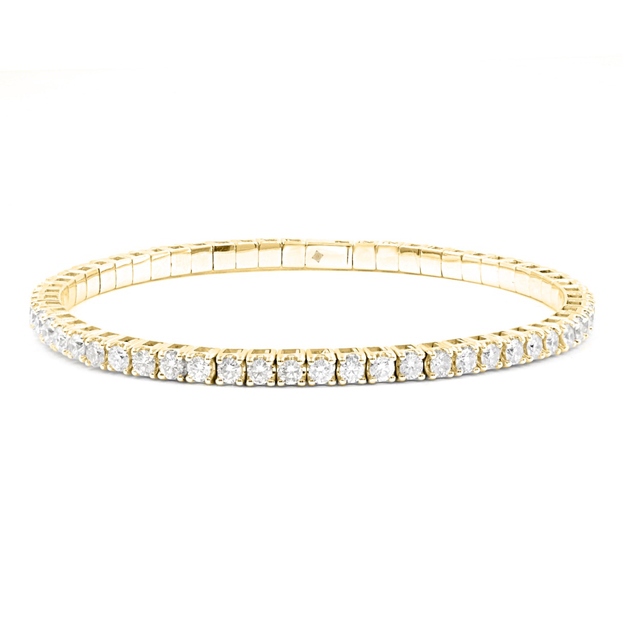 LADIES BANGLE 5CT ROUND DIAMOND 14K YELLOW GOLD...