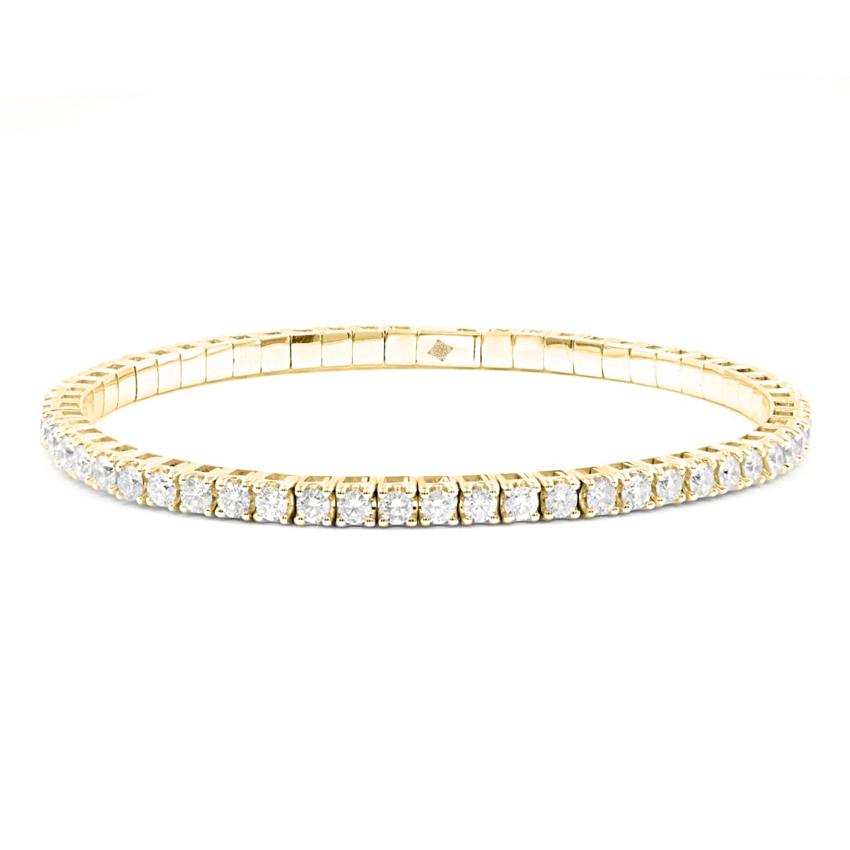 LADIES BANGLE 4CT ROUND DIAMOND 14K YELLOW GOLD...