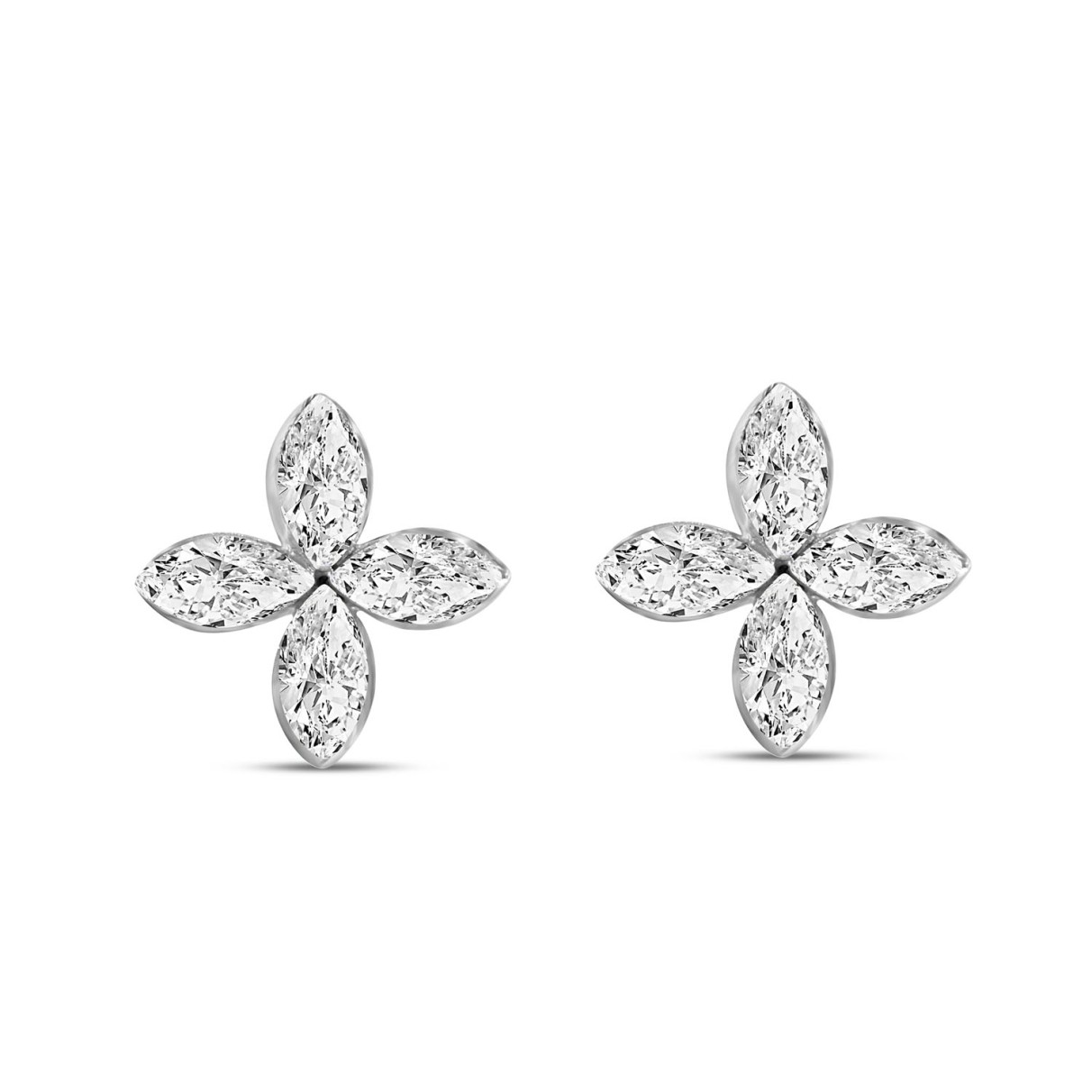 LADIES EARRINGS 1CT MARQUISE DIAMOND 14K WHITE GOL...